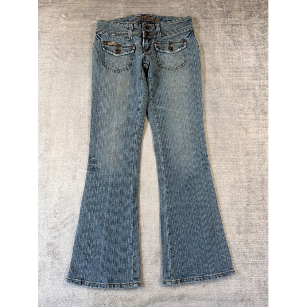 Bubblegum USA Jeans Womens 5/6 Blue Low Rise Flare Embroidered Y2K Bootcut